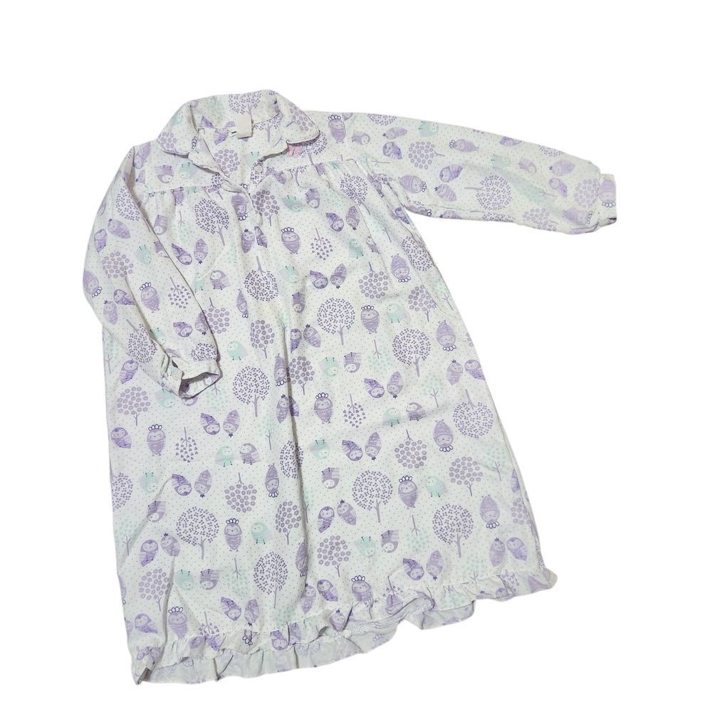 Pottery Barn Kids Nightgown Size 10 Flannel White Purple Owls